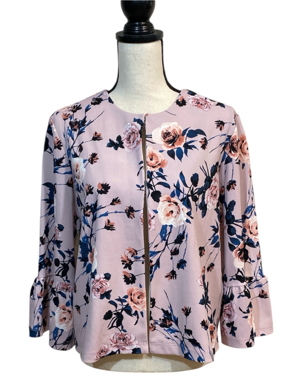 Gramercy 22 Blush Lilac Rose Print Jersey Jacket M